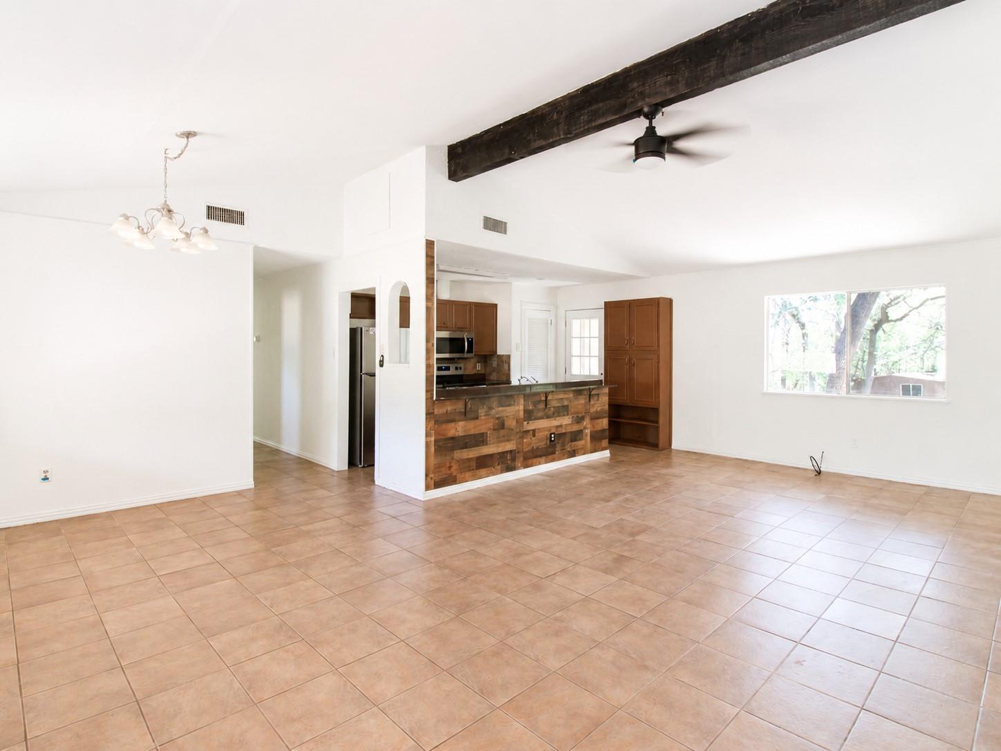 An open floorplan flows naturally into the kitche