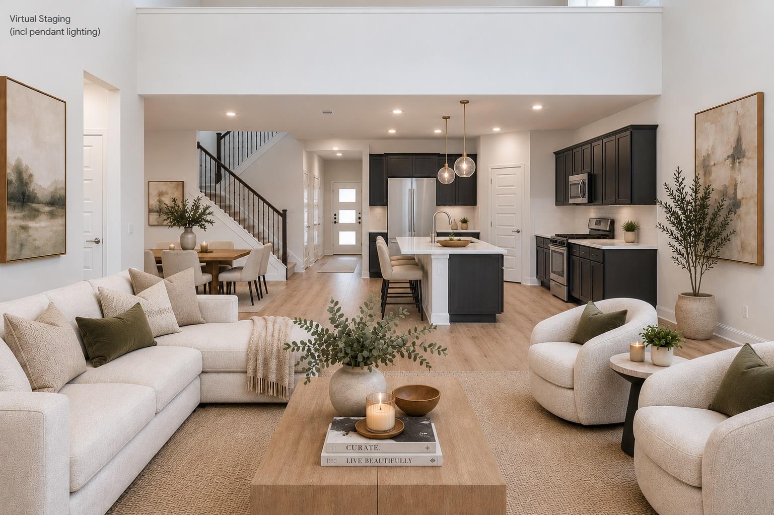 An open concept living area blends comfort with c