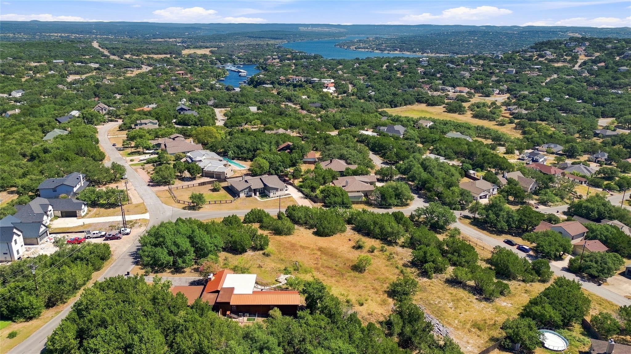 Aerial view showcases the surrounding neighborhoo