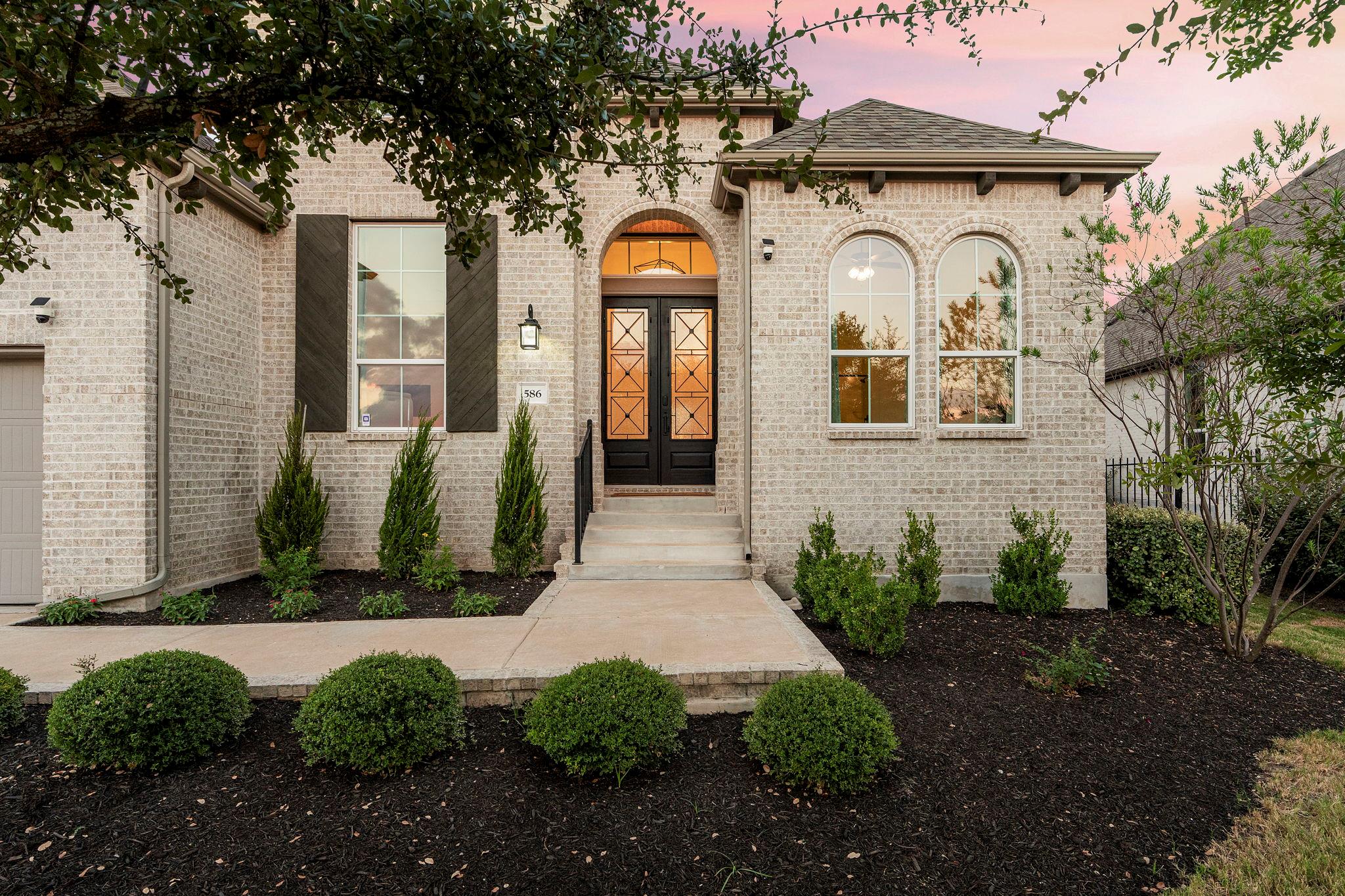 Elegant brick construction defines this entryway 