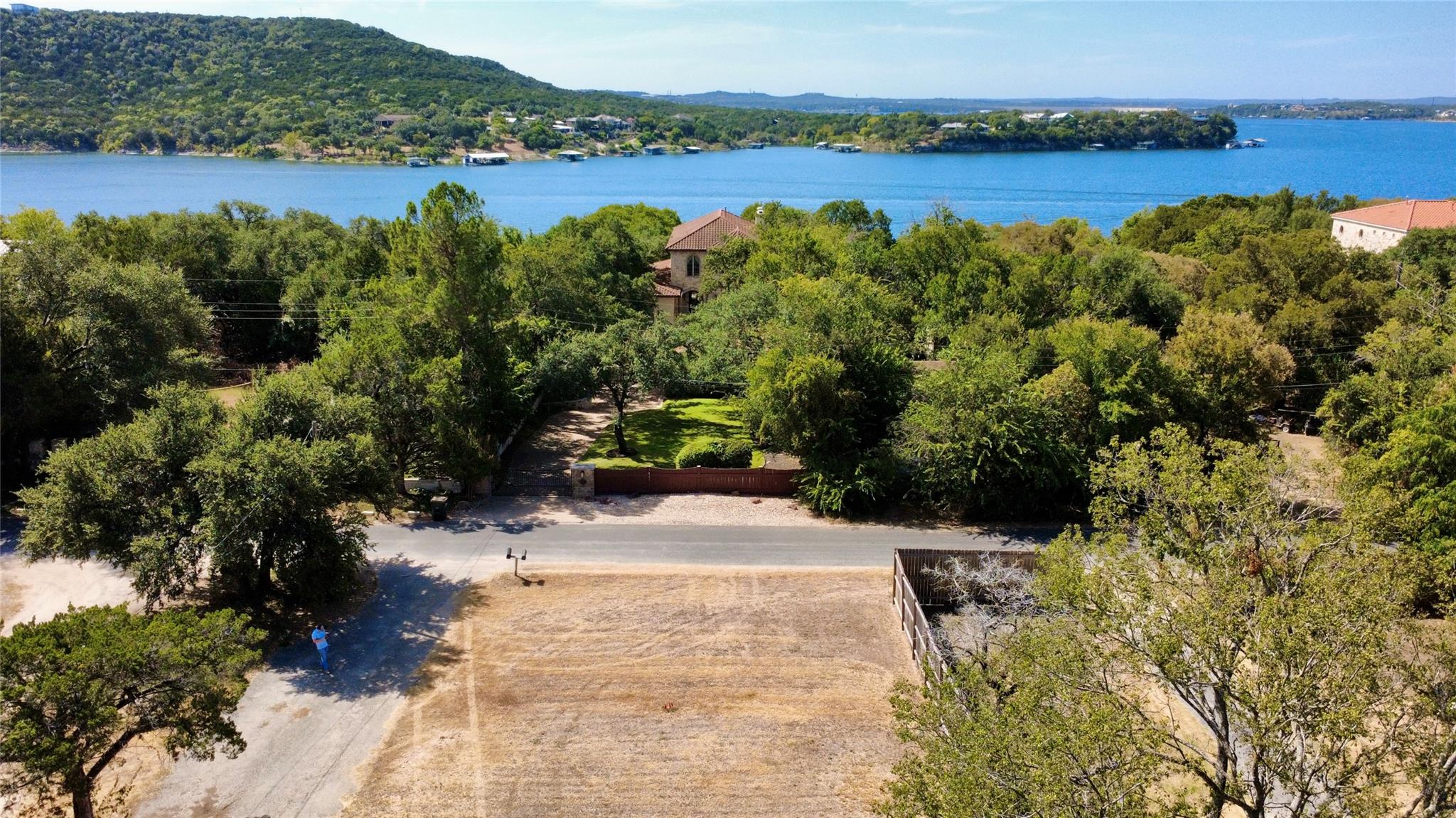 A spacious lot overlooks panoramic views of the w