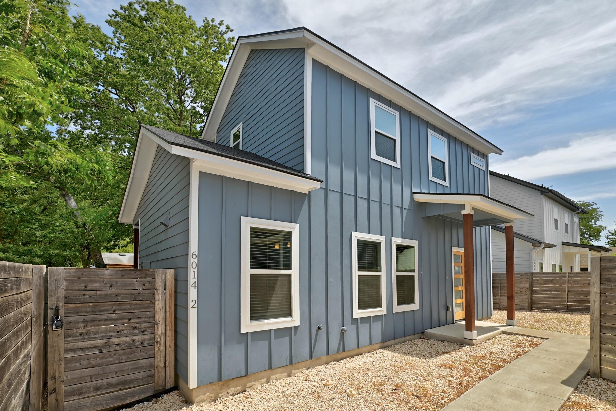 Distinctive vertical siding and clean architectur