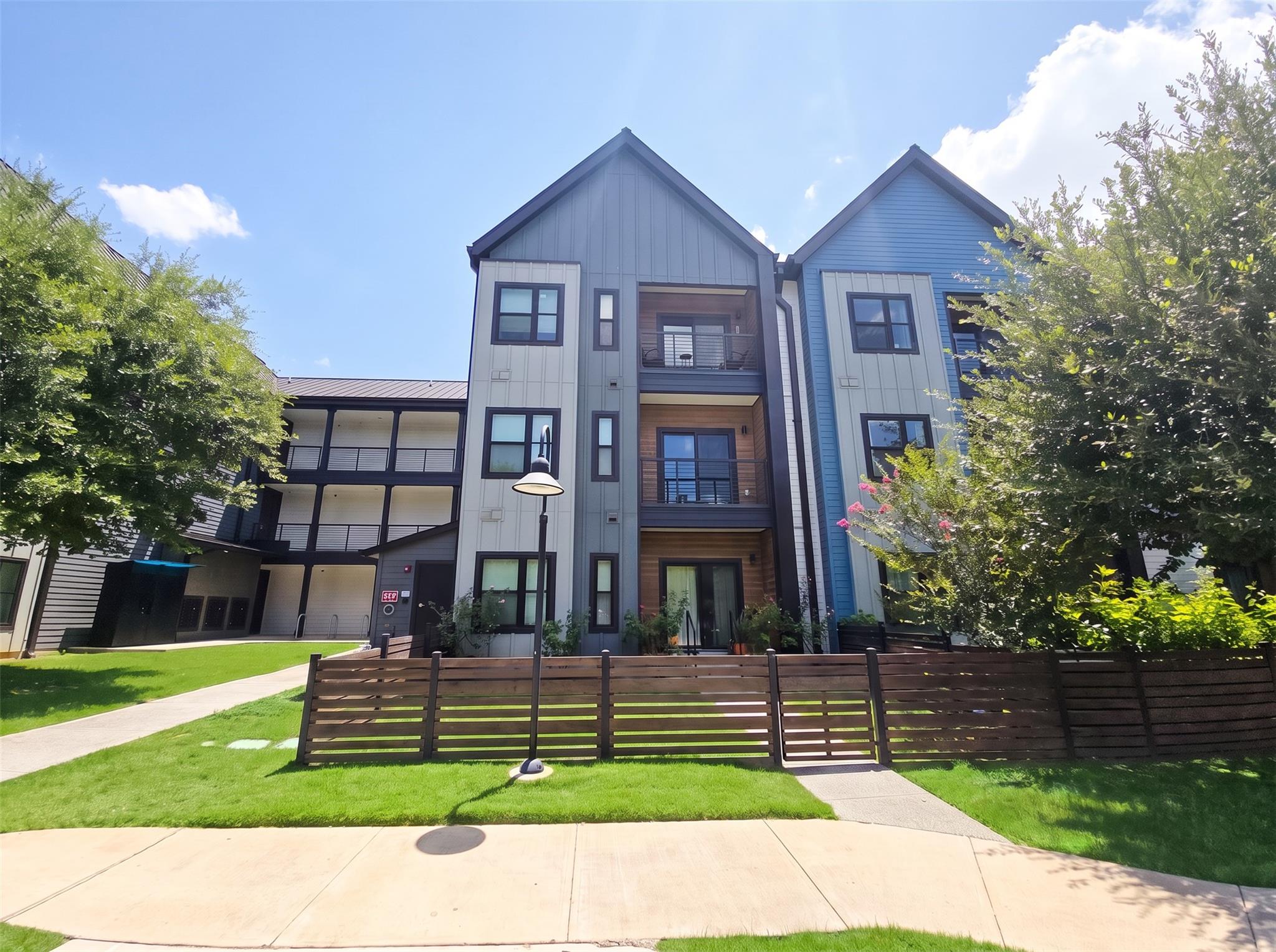 Modern multi-story exterior displaying contempora
