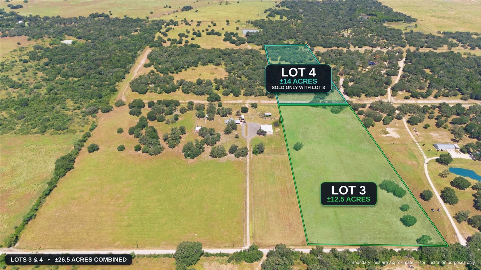 Vast acreage outlines generous parcels set amidst