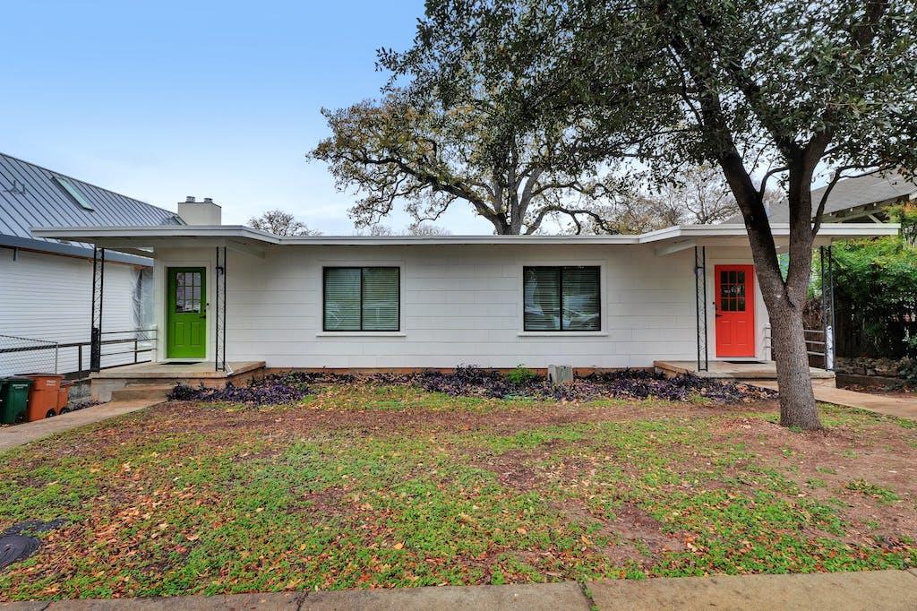 Mid-century architecture anchors this flat-roofed