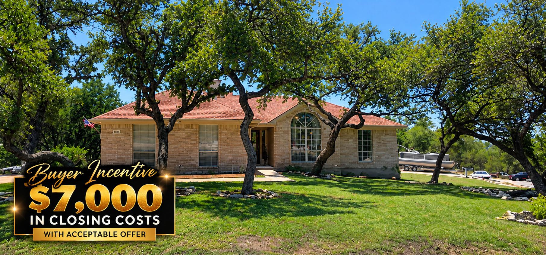 Mature trees shade a classic brick exterior set b