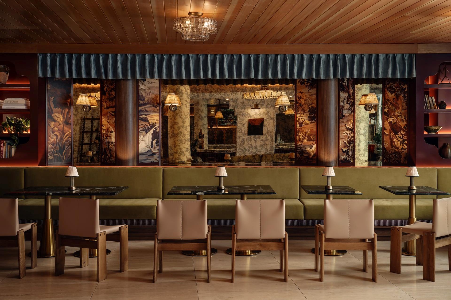 Rich wood ceilings and custom wall detailing fram