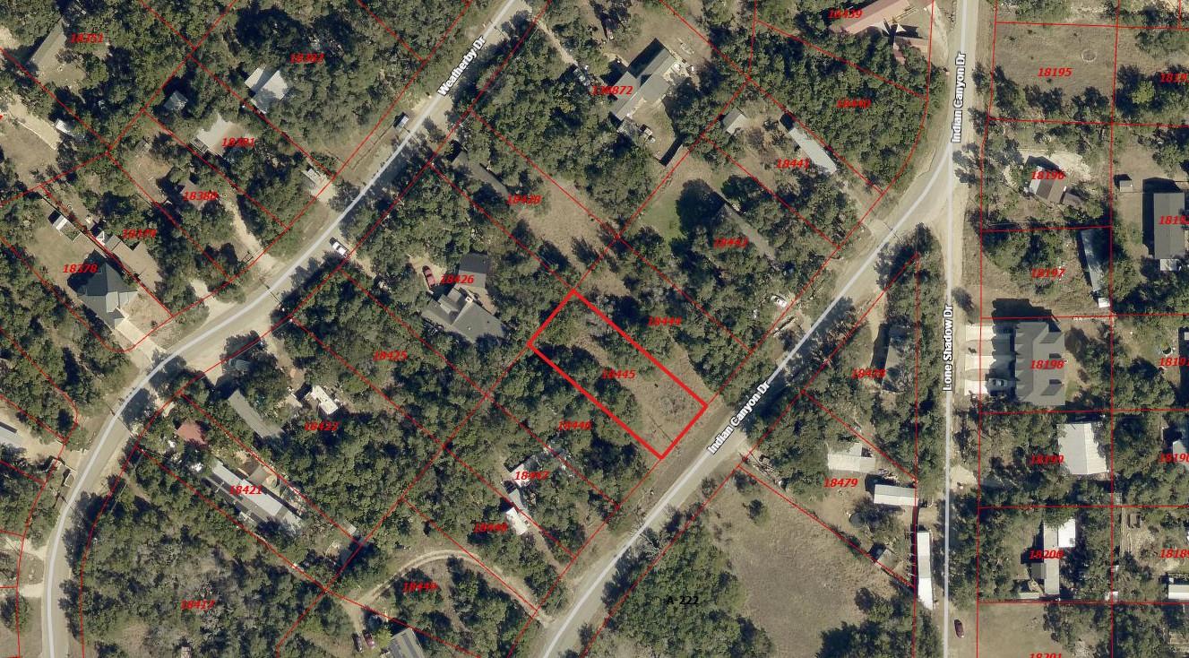 Aerial plat map outlines the boundary lines of th