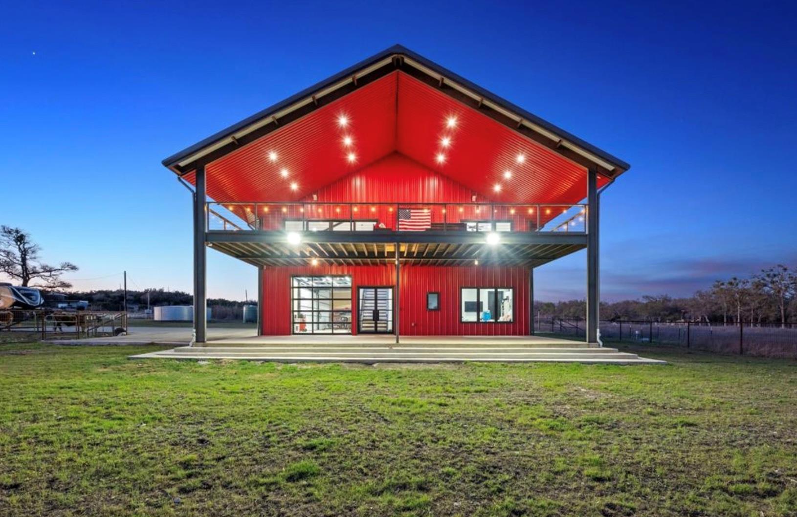A striking metal structure showcases a vaulted ov
