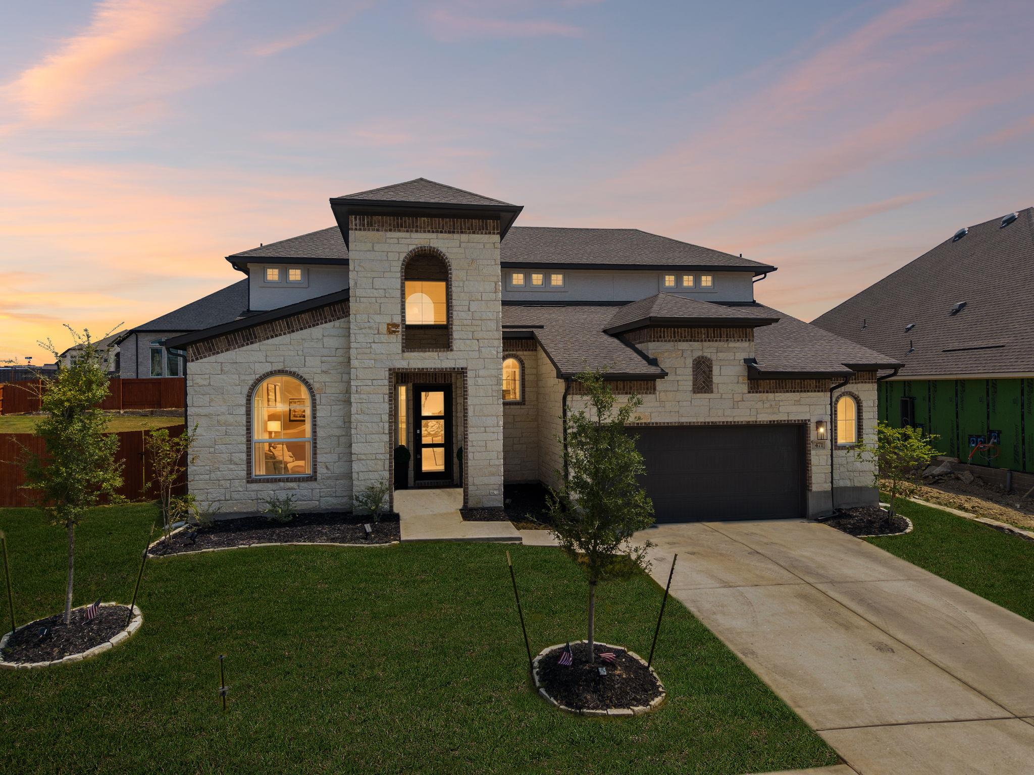 Striking stone masonry and a prominent turret-sty
