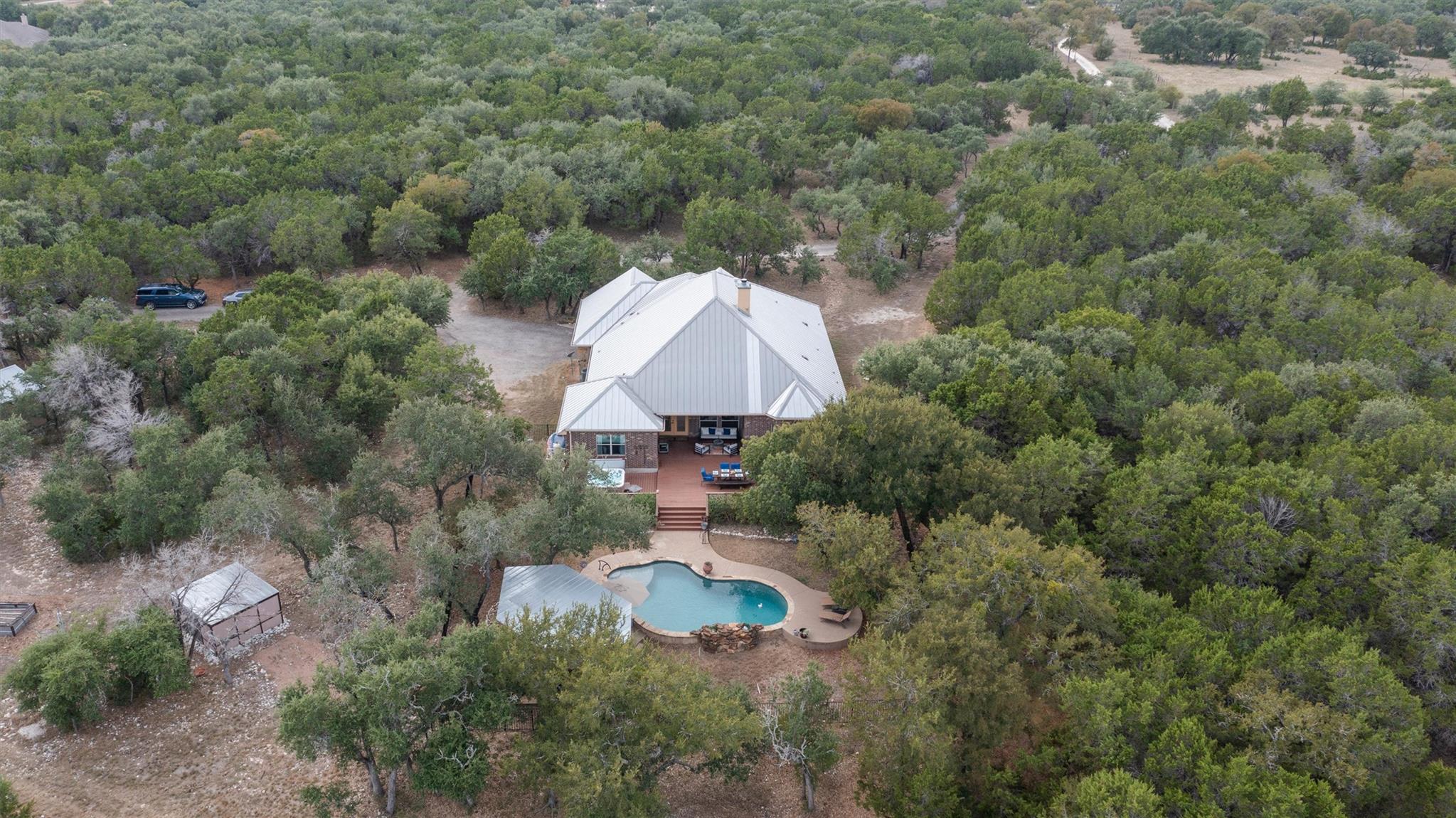 A secluded country estate nestled within a dense 