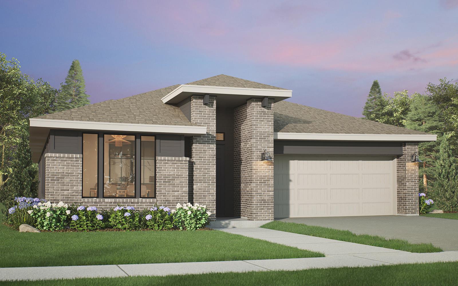 Striking brick accents and a modern silhouette de