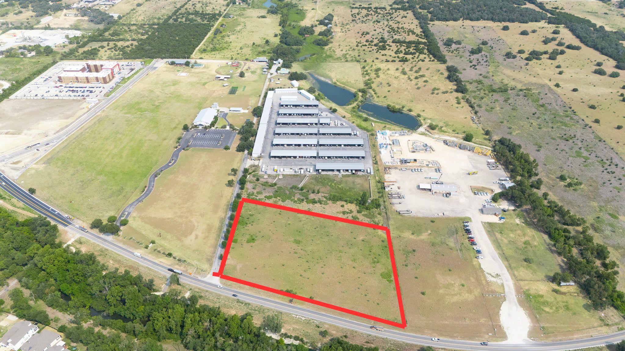 An aerial perspective showcases a prime parcel of