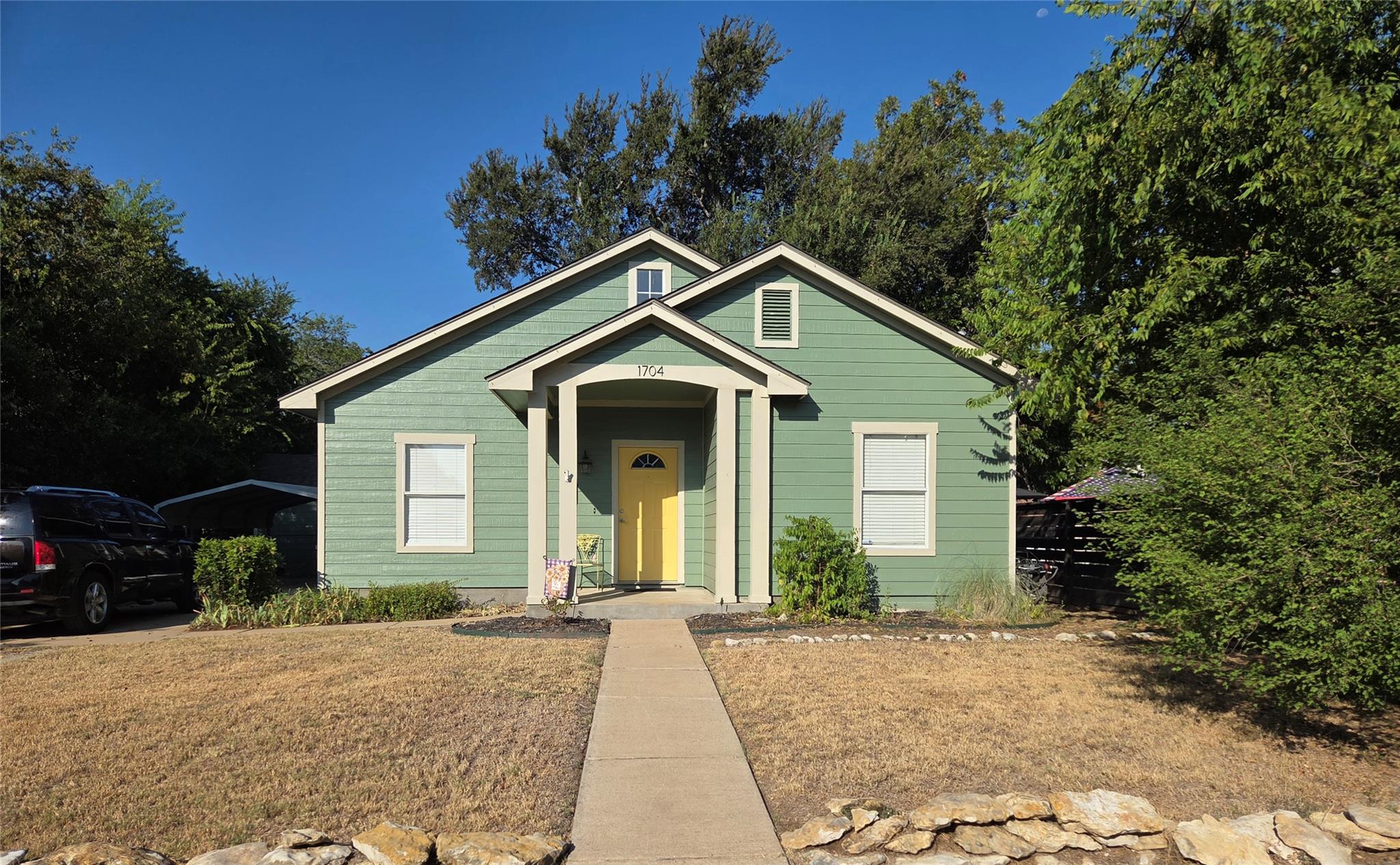Charming single-story architecture is defined by 