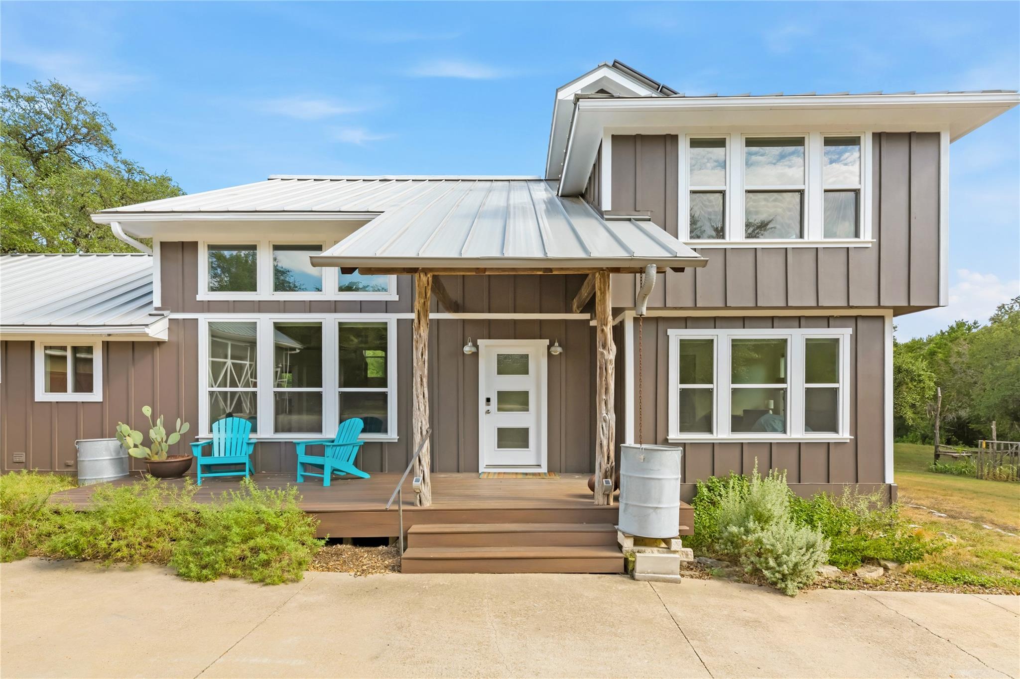 Board and batten siding pairs beautifully with a 