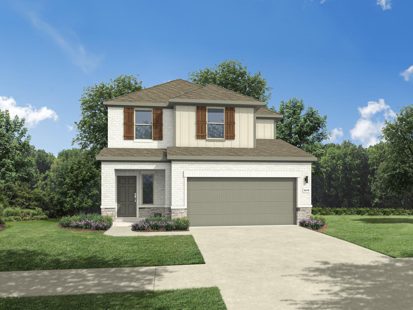 A classic two-story exterior showcases a balanced