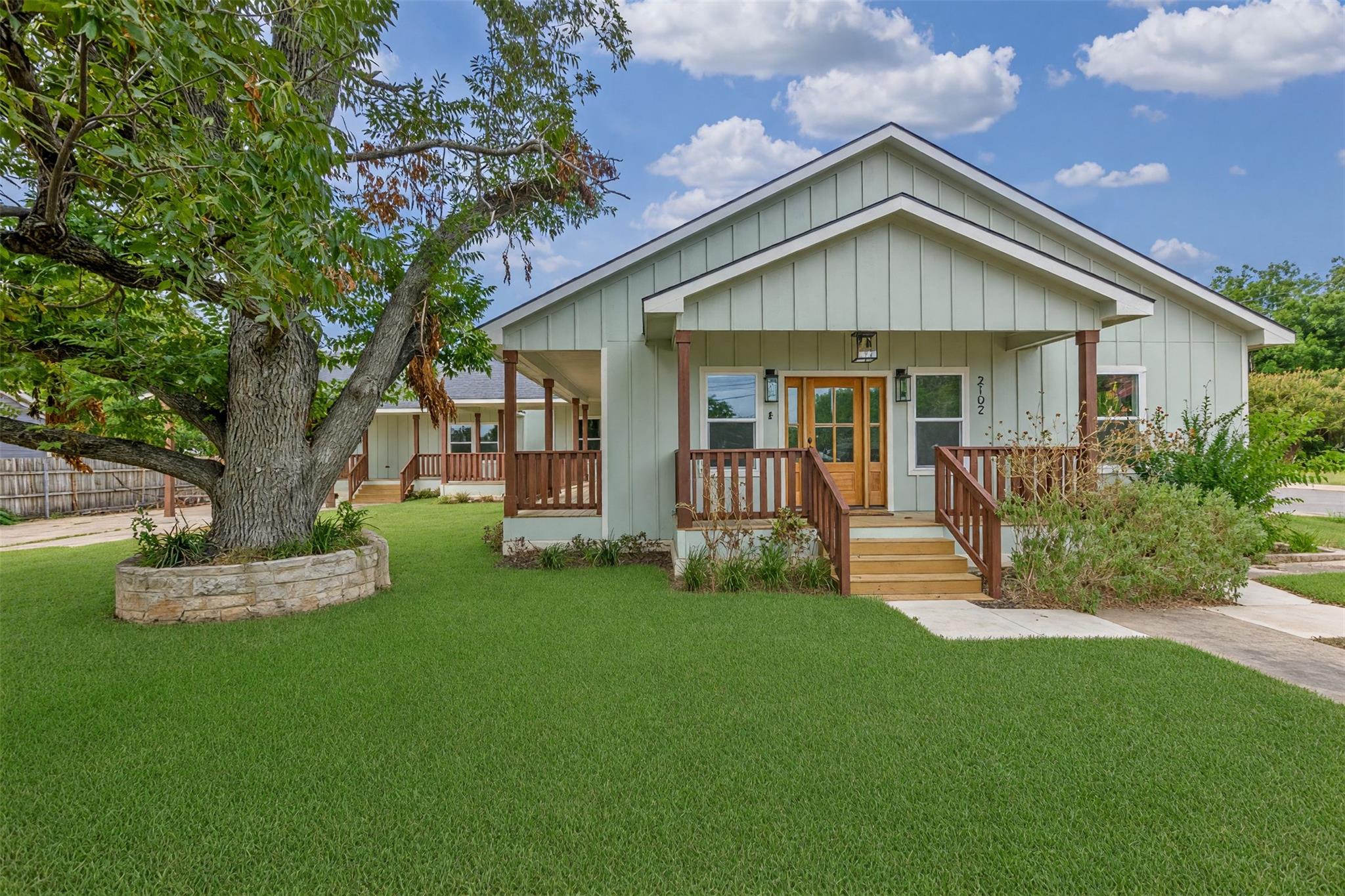 Board and batten siding pairs beautifully with wo