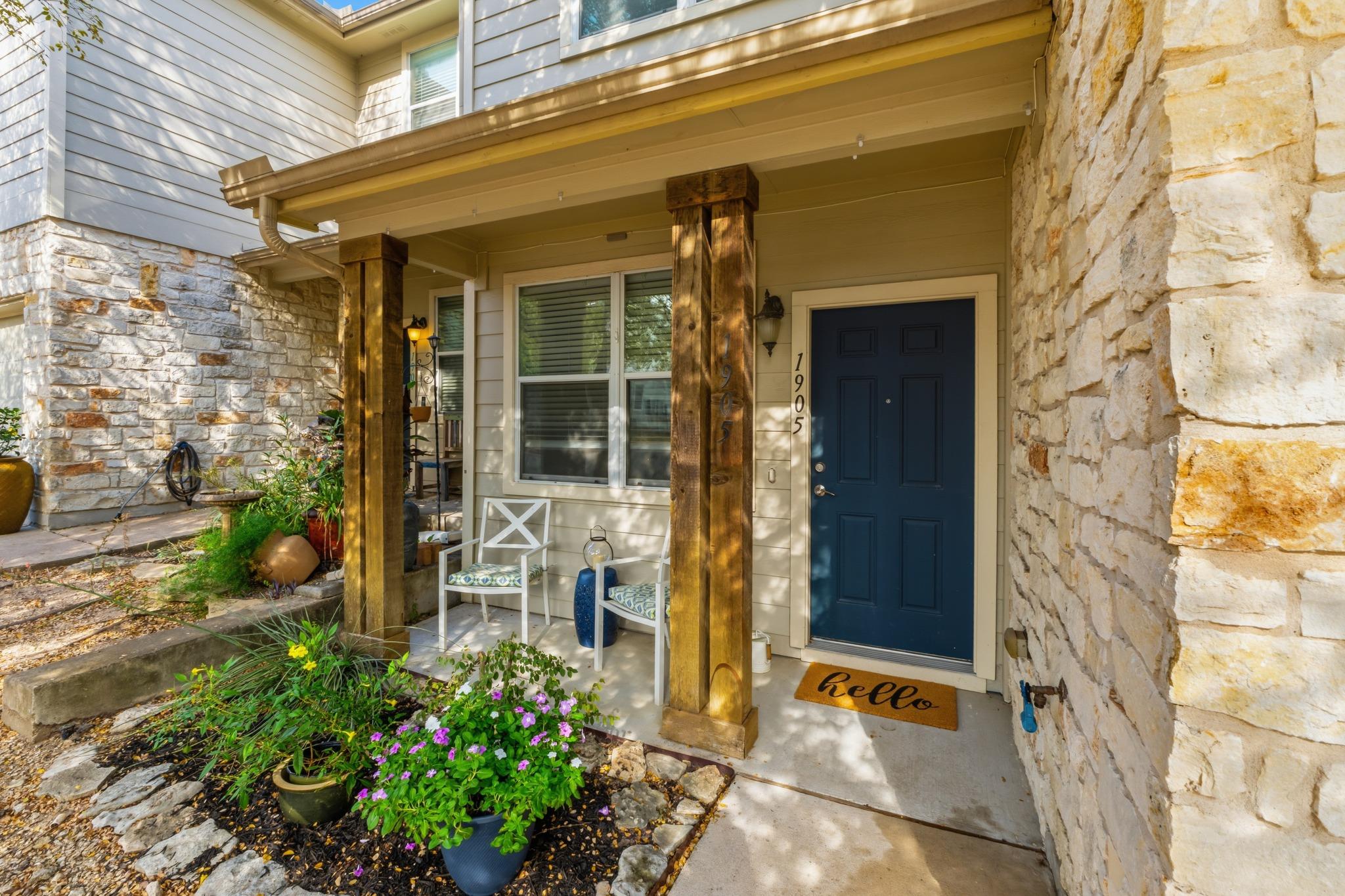 Sturdy timber columns and natural stone masonry a
