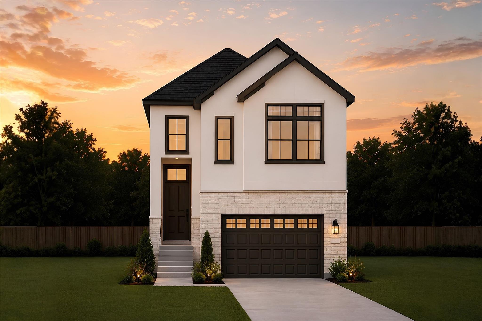 Striking architectural lines and a stone facade d