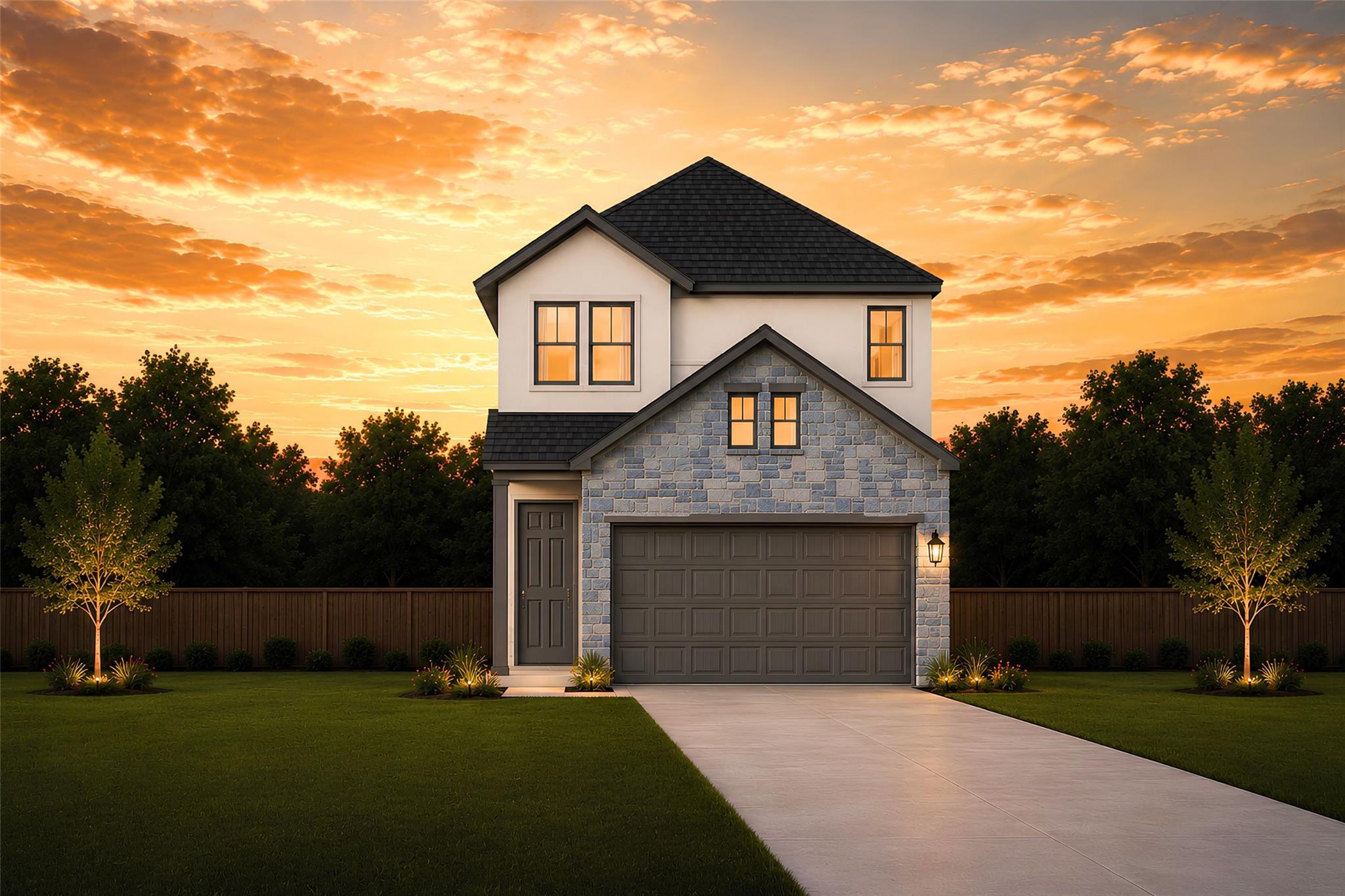A classic stone and stucco exterior anchors this 