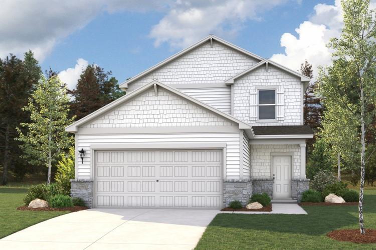Clean architectural lines define this two-story e