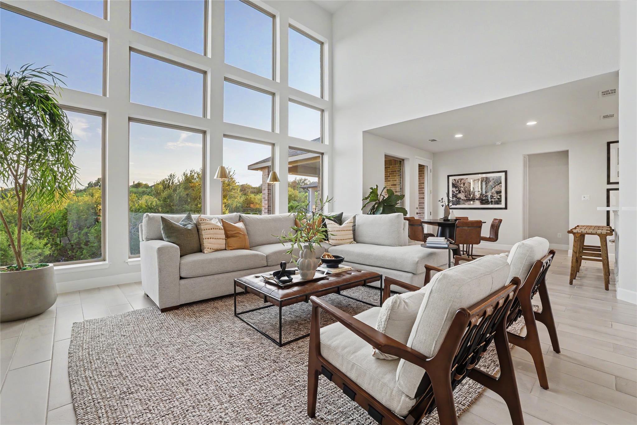 Soaring ceilings and walls of glass frame serene 