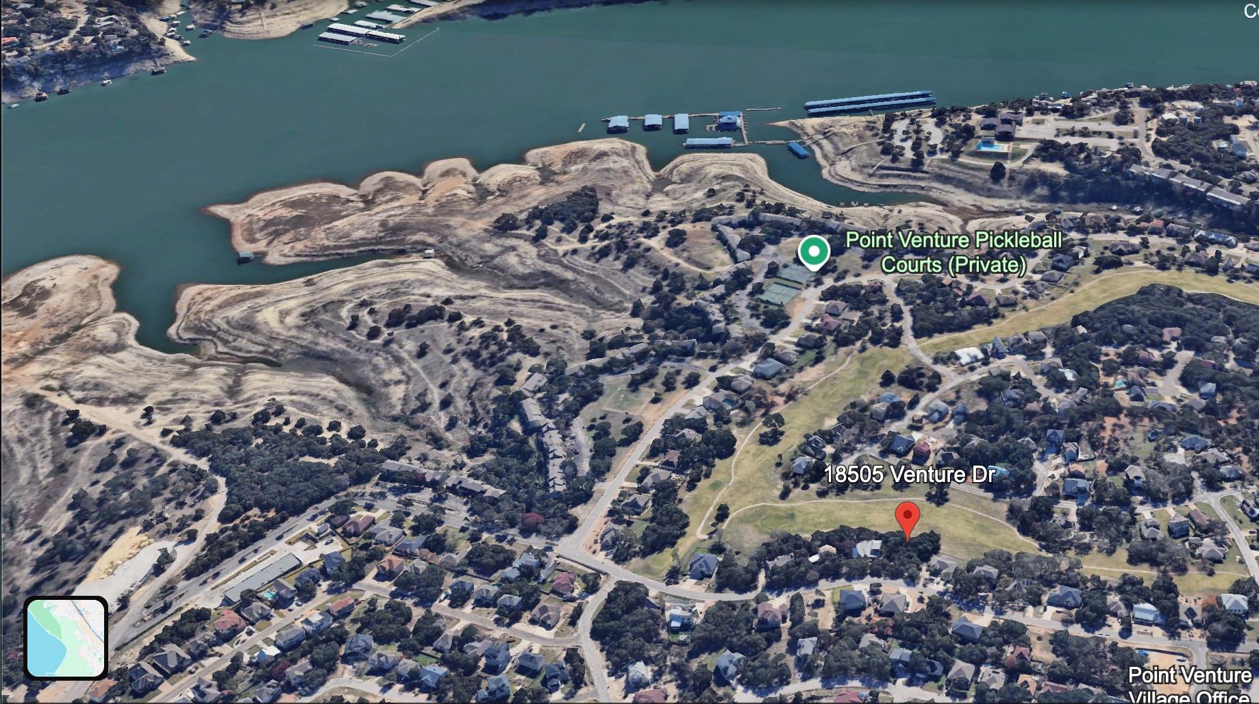 Aerial view showcases the proximity to water and 