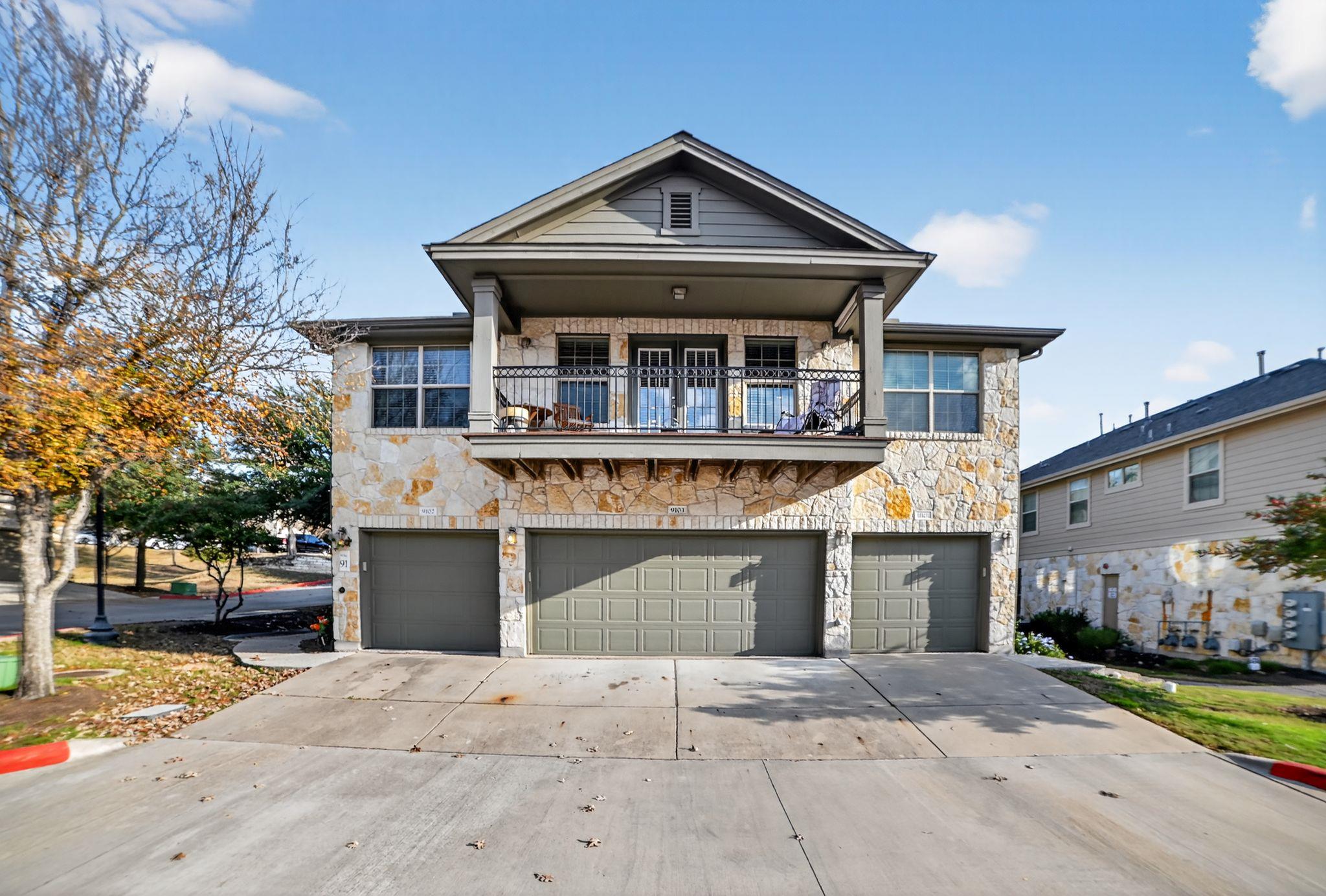 A striking stone facade highlights this multi-lev