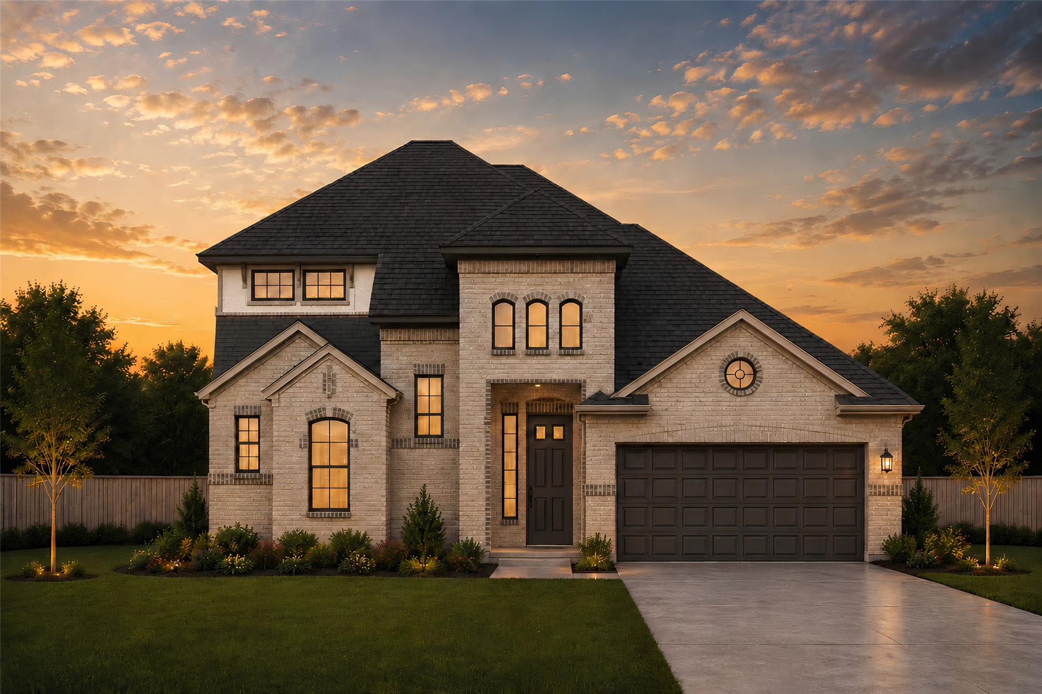 Gable rooflines and classic brickwork define this