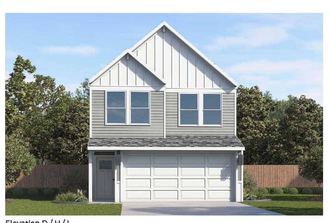 A modern two-story exterior showcases vertical an