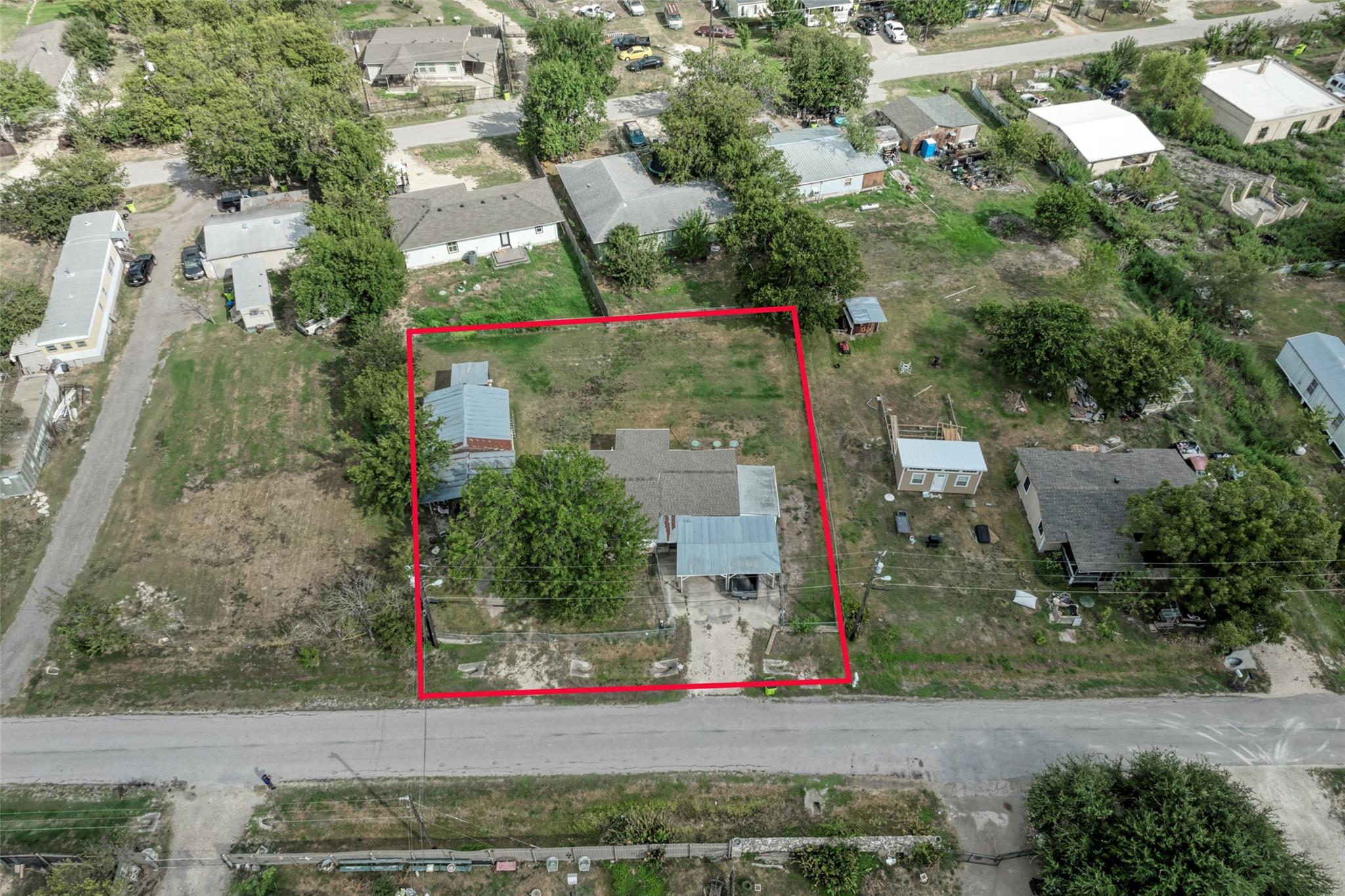 An aerial perspective showcases the generous lot 