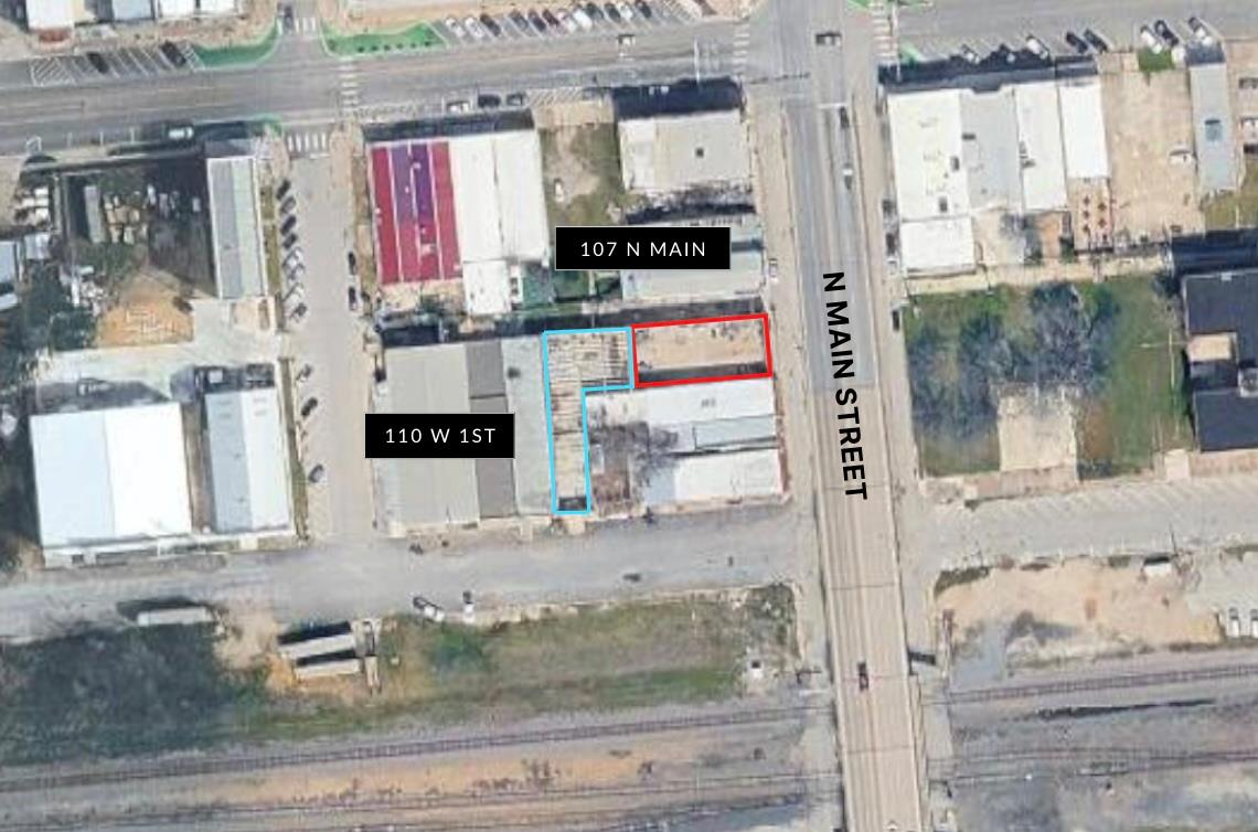 Aerial outline highlights the strategic downtown 