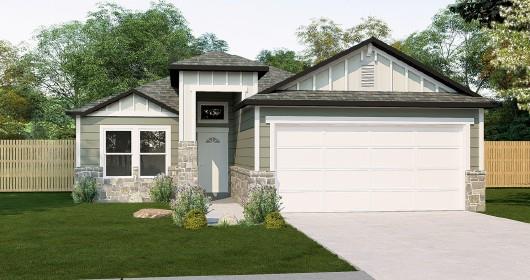 Board and batten siding pairs with stone accents 