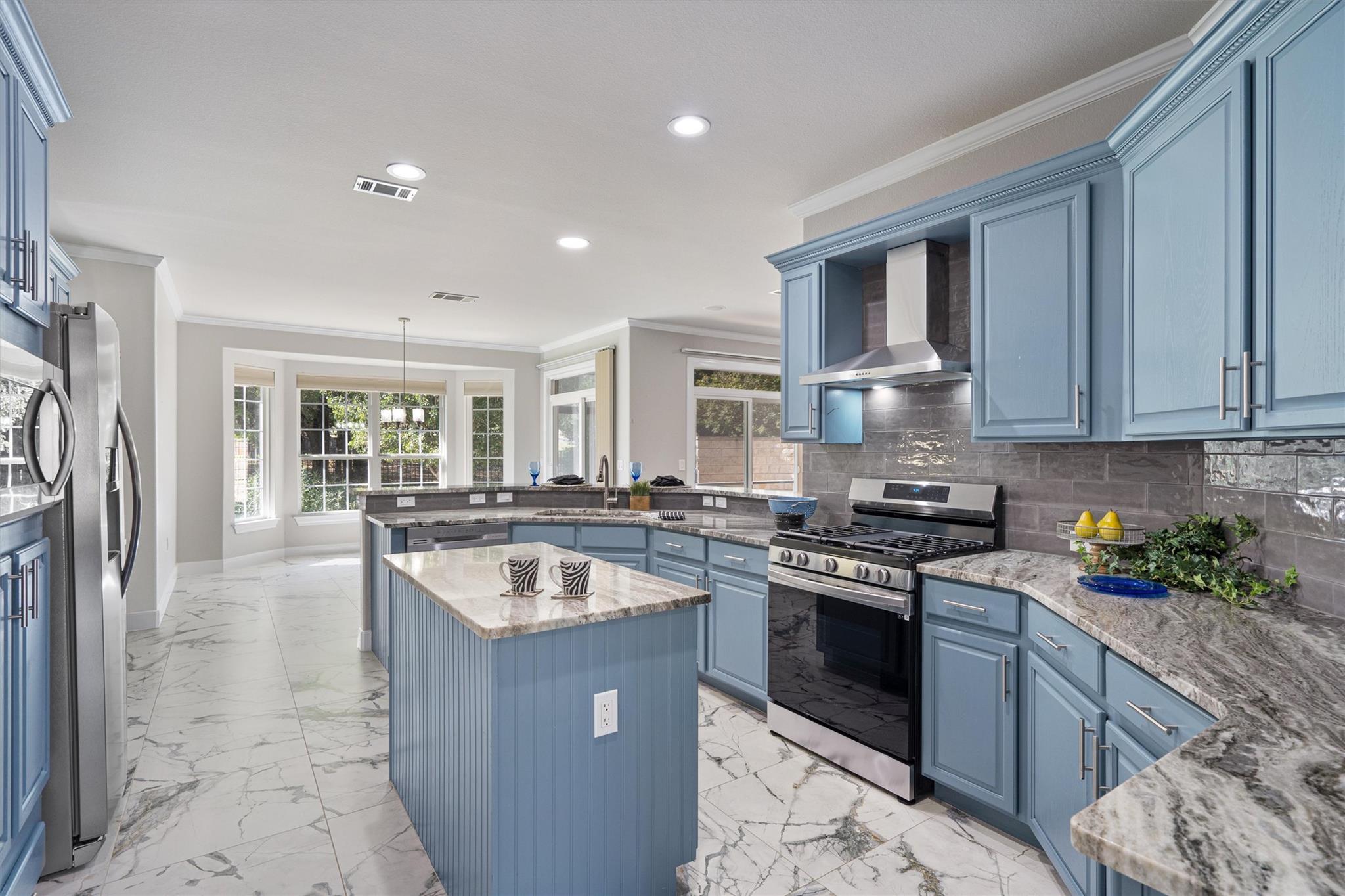 Polished tile flooring and custom cabinetry ancho