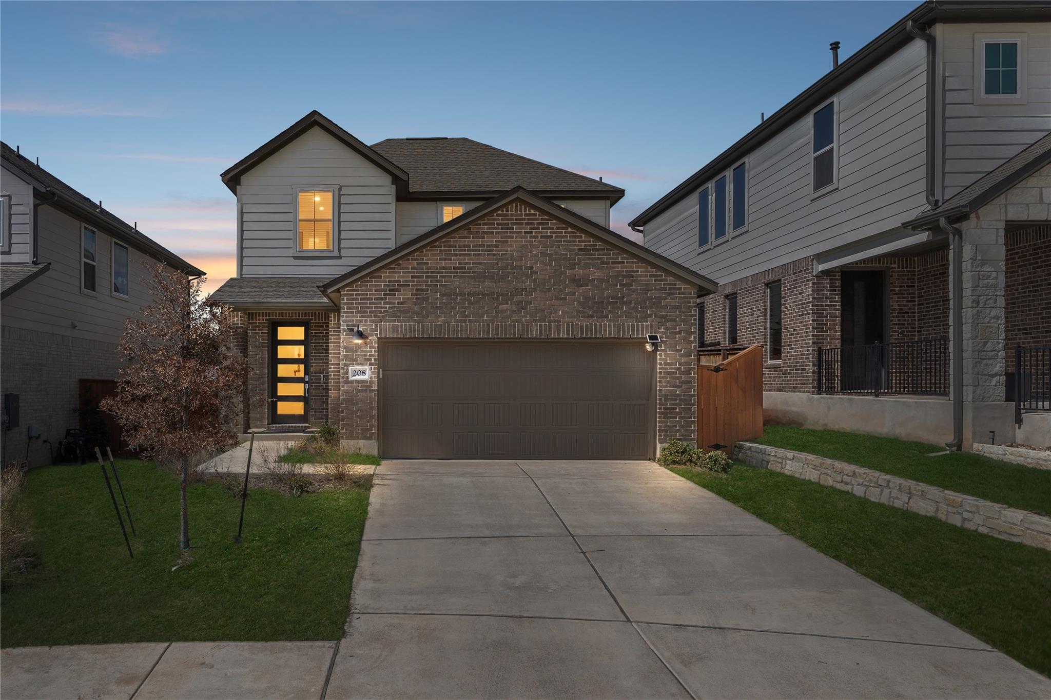 An inviting exterior balances classic brickwork w
