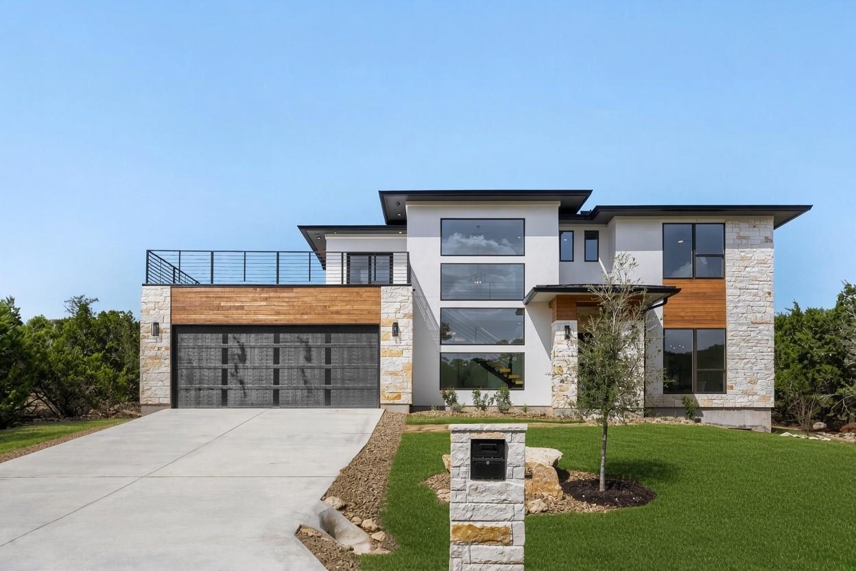 Striking contemporary lines define the facade of 
