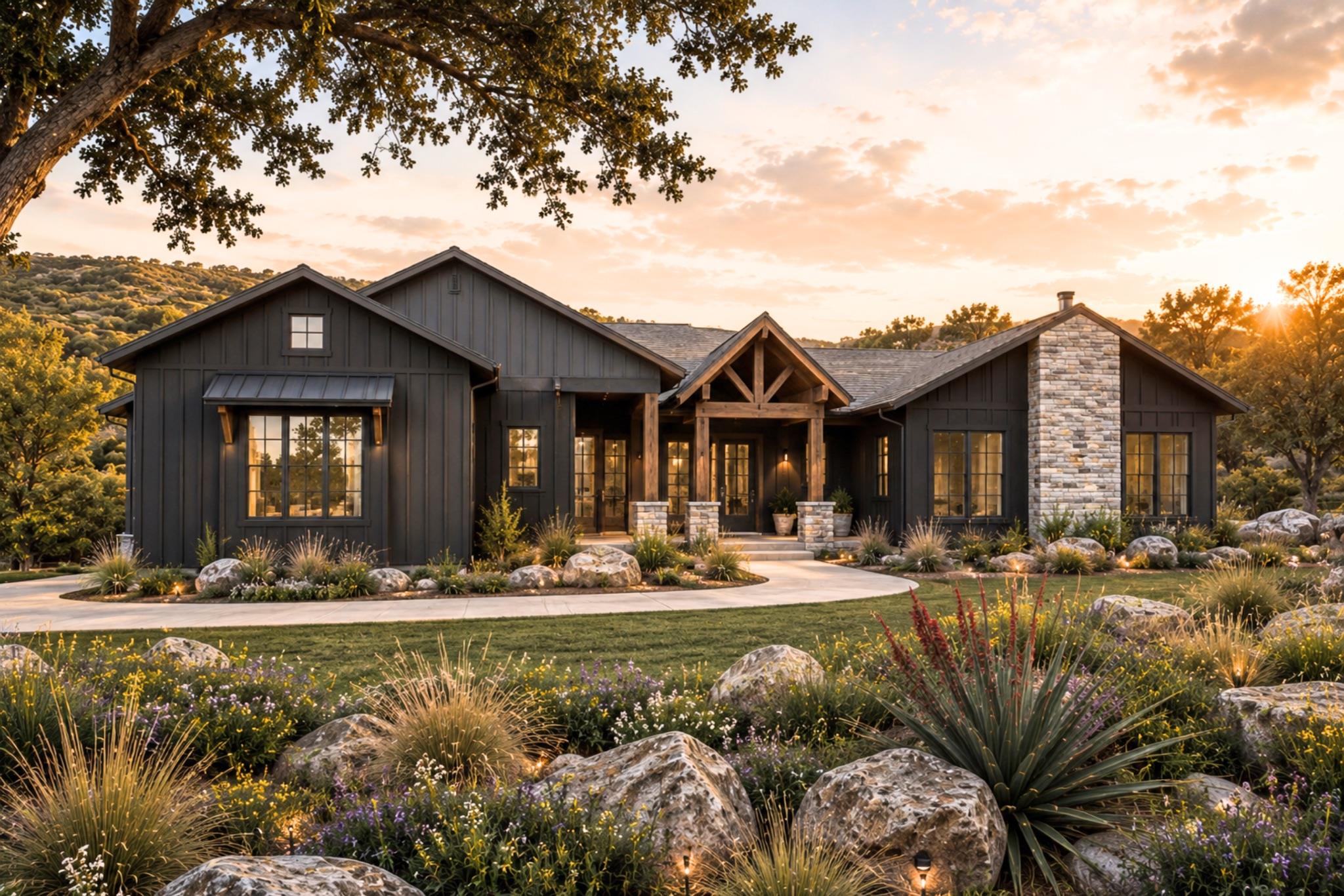Board and batten siding pairs beautifully with st