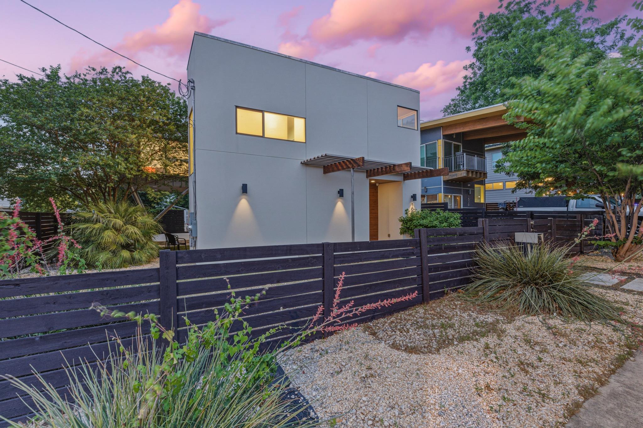 Modern facade with a sleek, light-colored exterio
