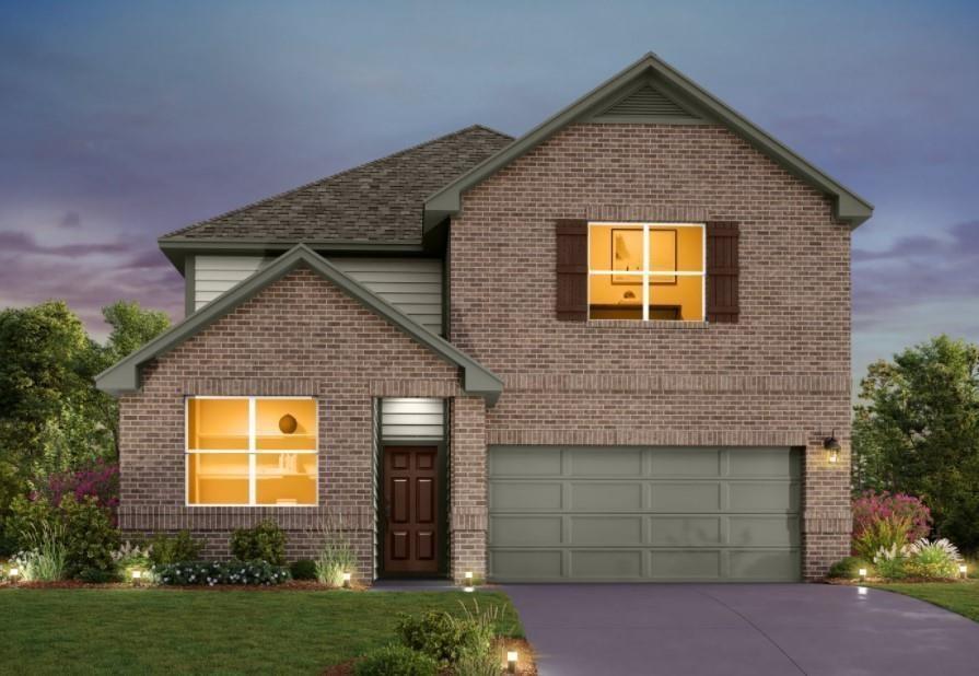 Warm brick veneer and dimensional shingles define