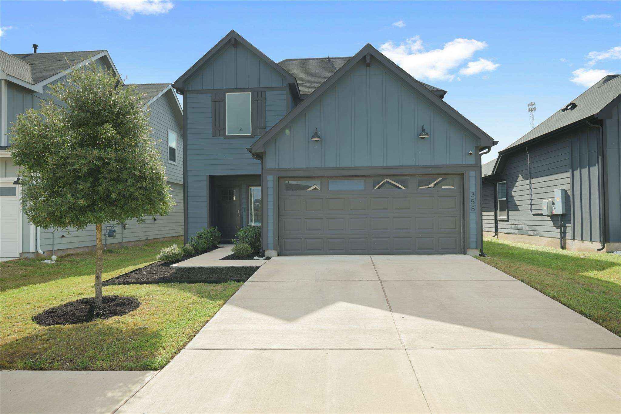 Board and batten siding creates an appealing exte