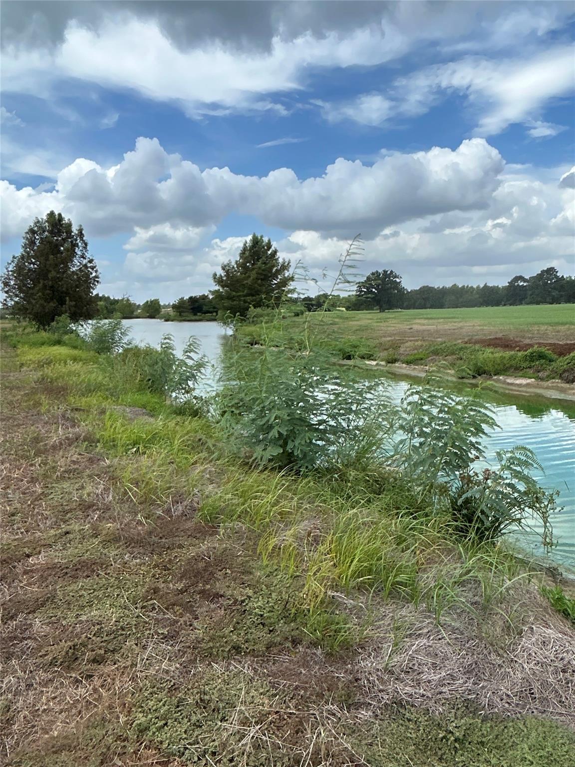 Lush grassy banks frame the peaceful water channe