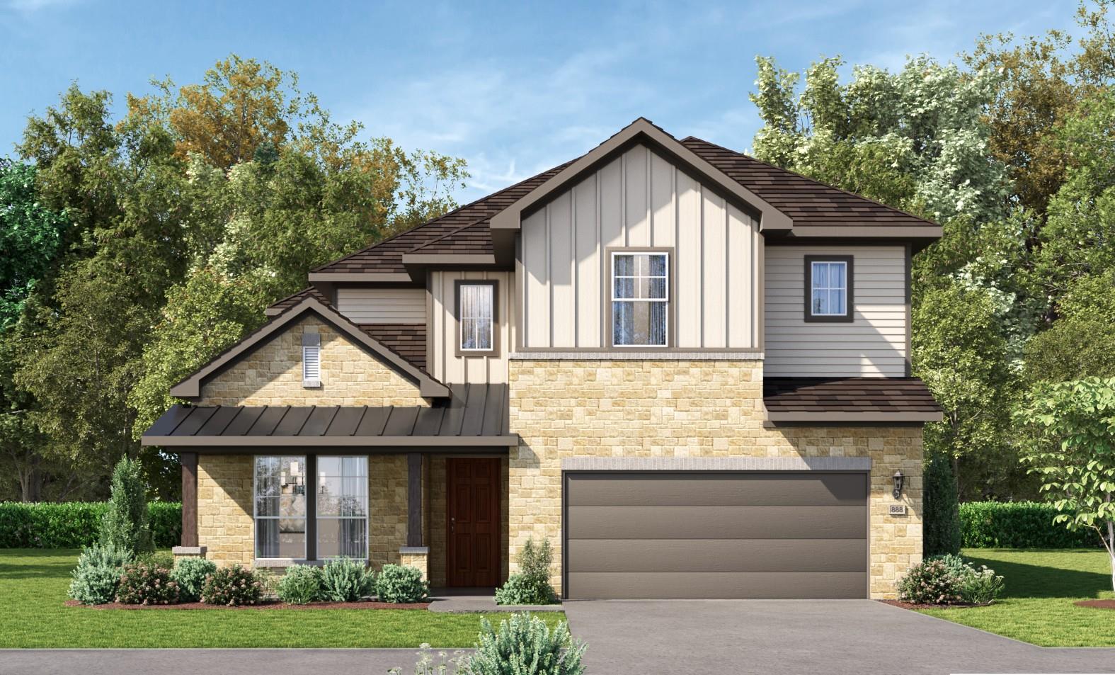 A striking modern facade blends native stone with