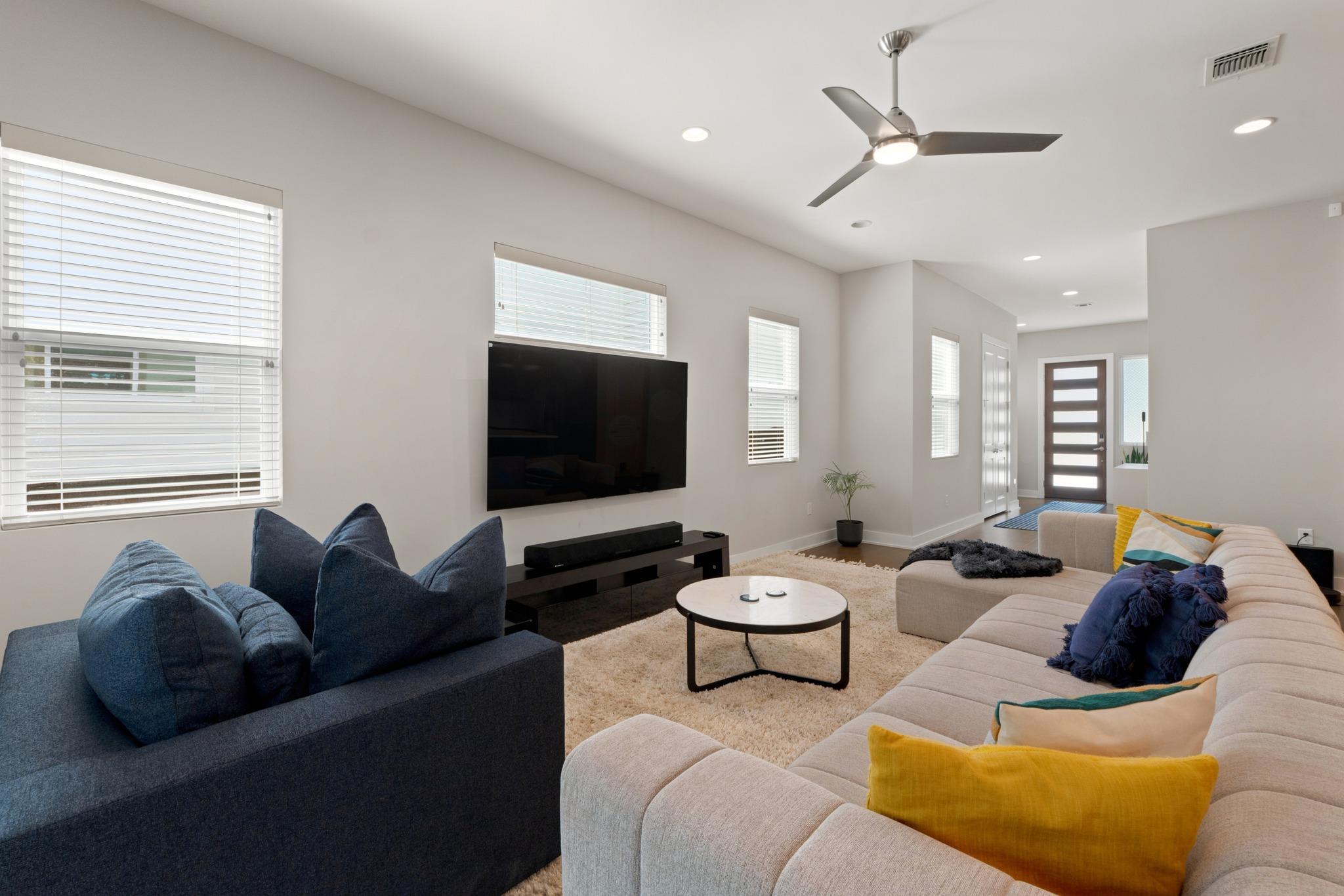 An open floor plan flows seamlessly from the welc