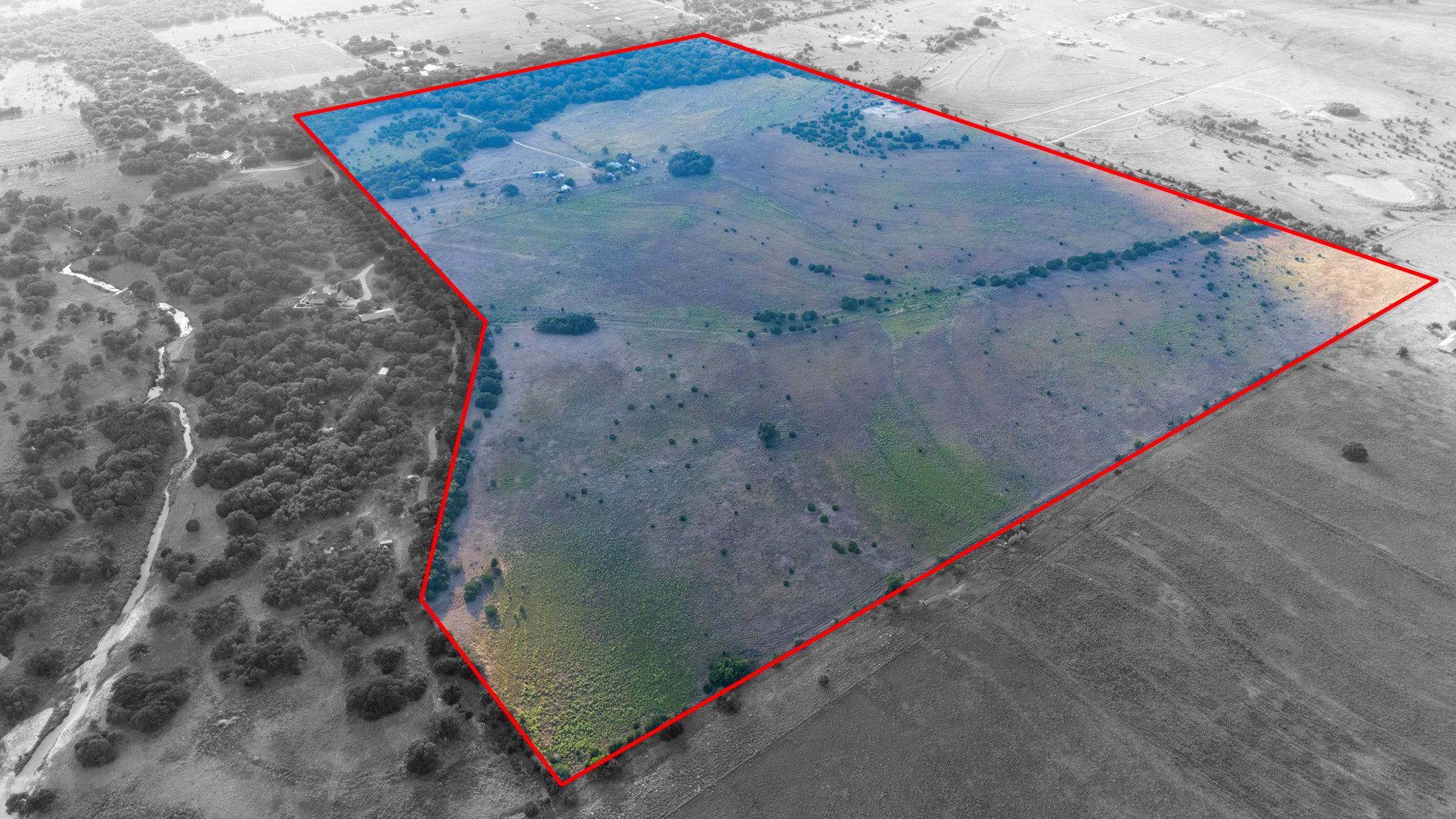 An aerial view highlights the expansive property 
