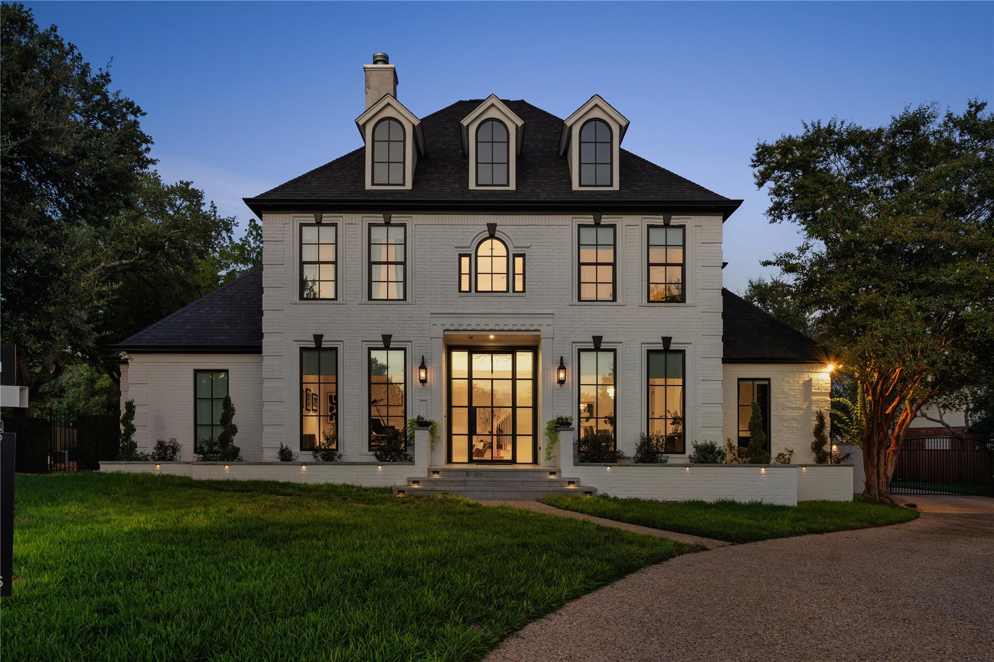 Elegant symmetry and towering steel-framed window