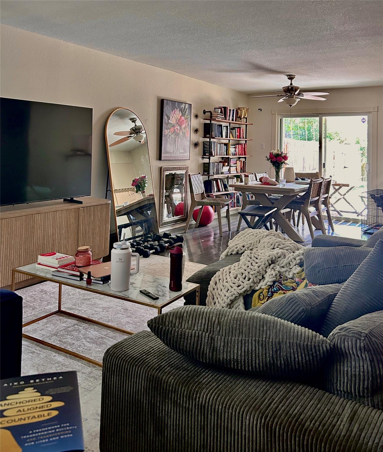 An open floorplan seamlessly connects the comfort