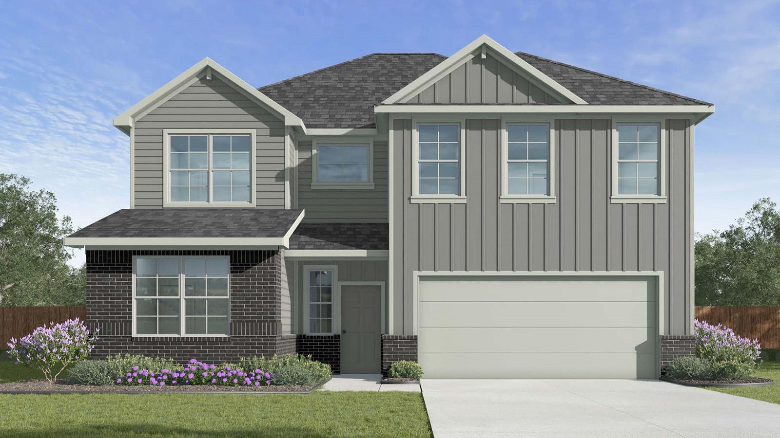 A striking gray facade, featuring both traditiona
