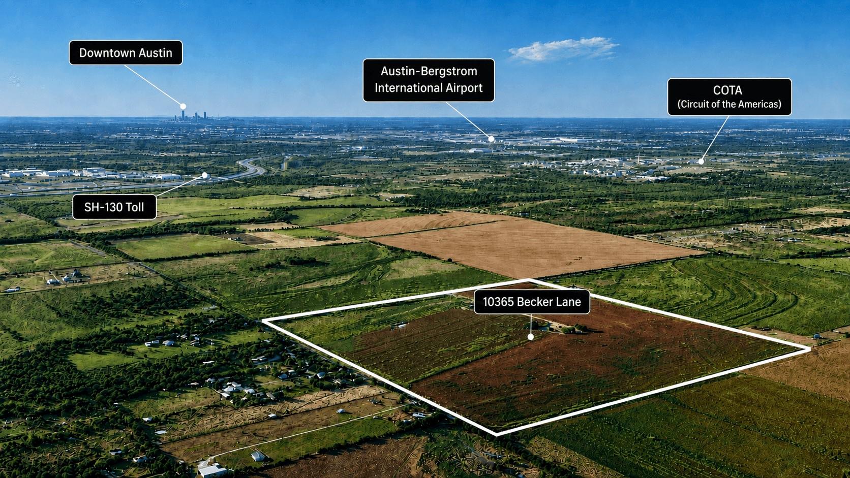 An aerial perspective showcases the vast acreage 