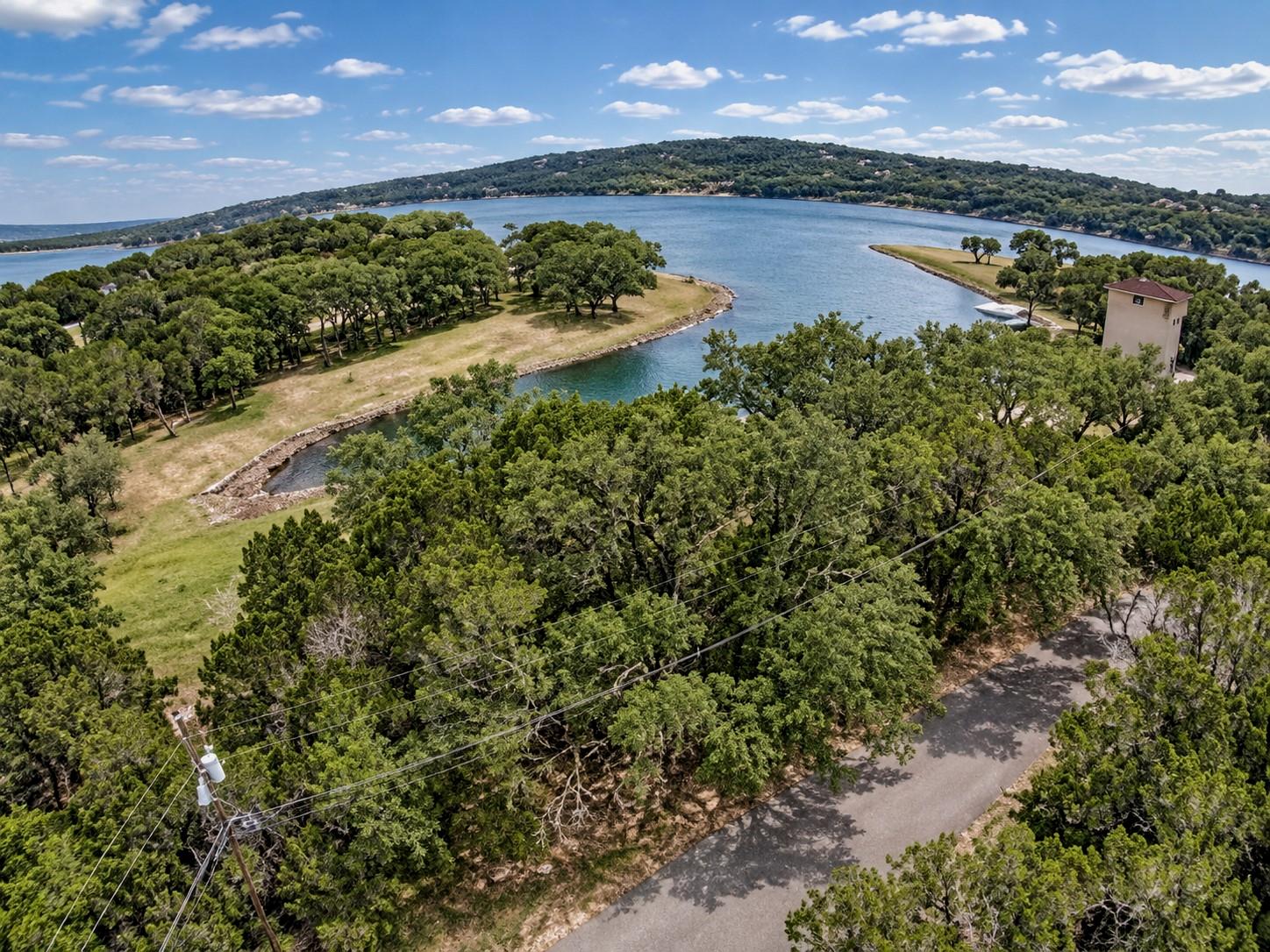 An aerial perspective showcases lush green trees 