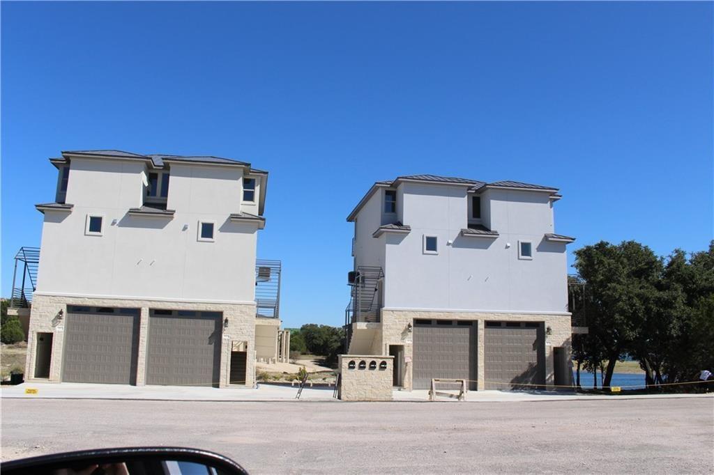 Multi-level modern structures feature stone accen